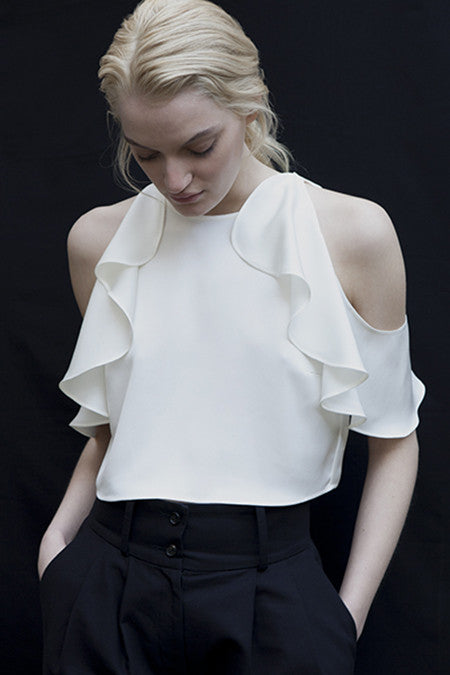 RUFFLE TOP off white