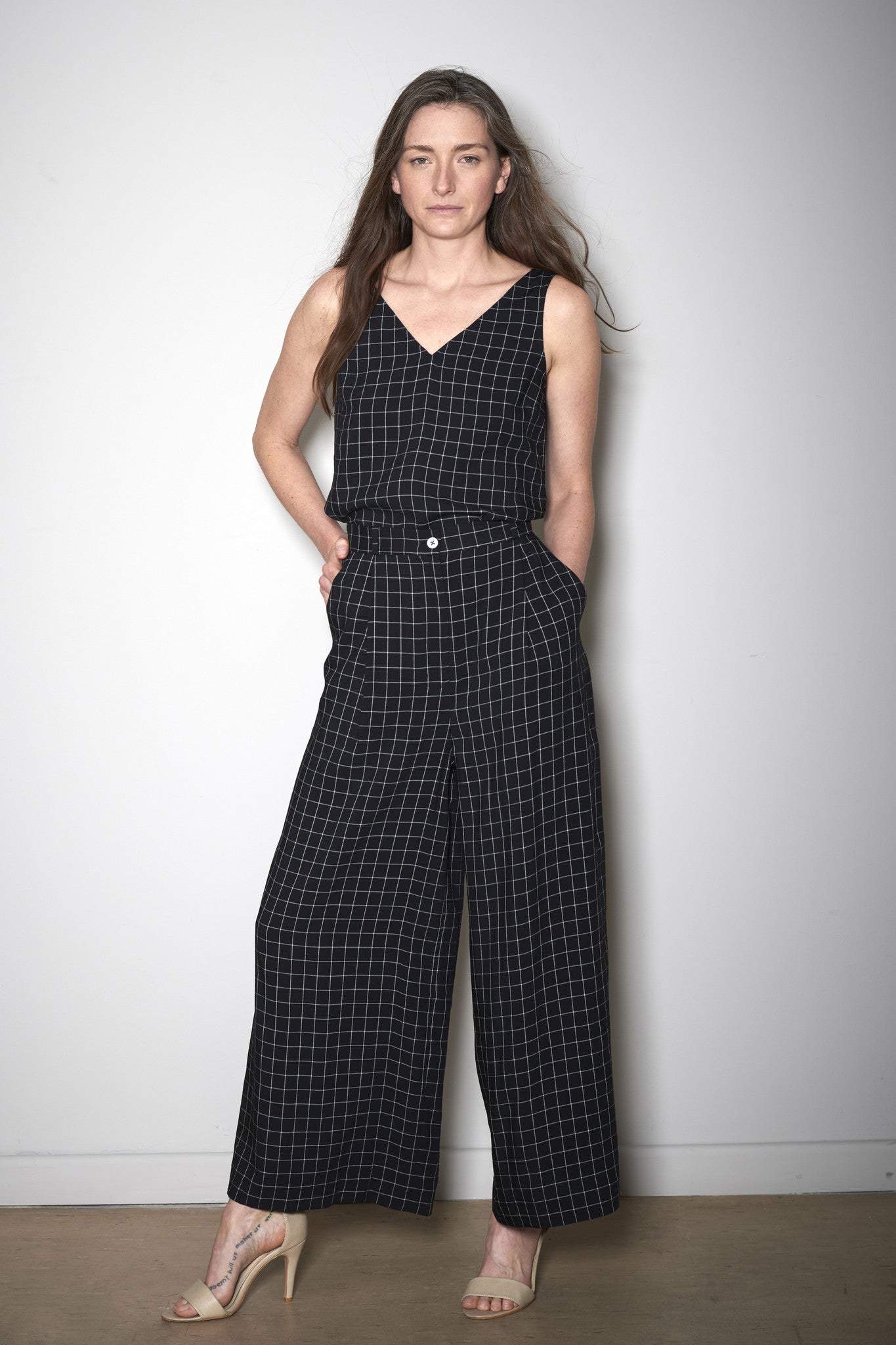 CHECK PANTS black