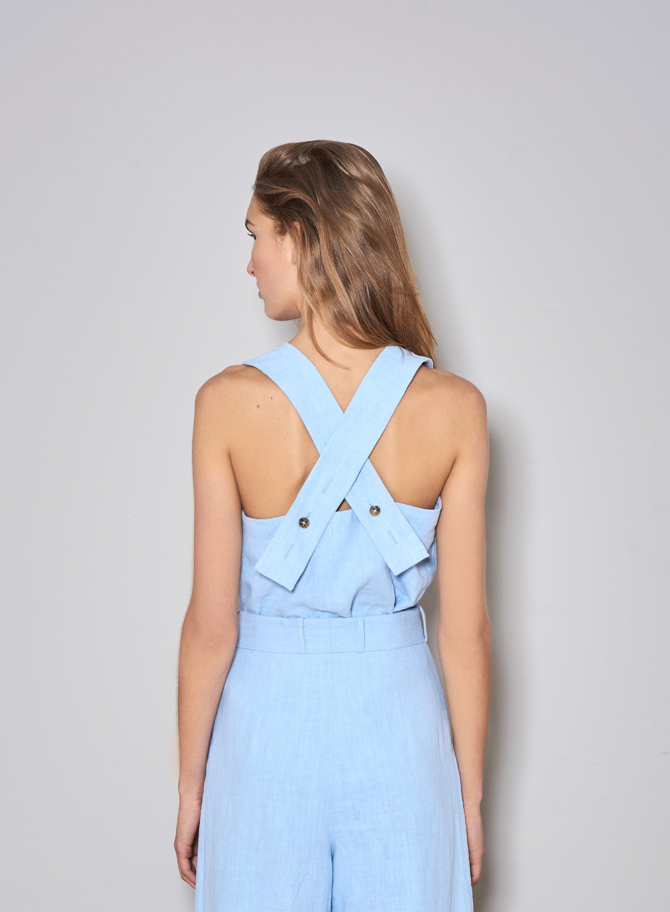 KEA TOP baby blue linen