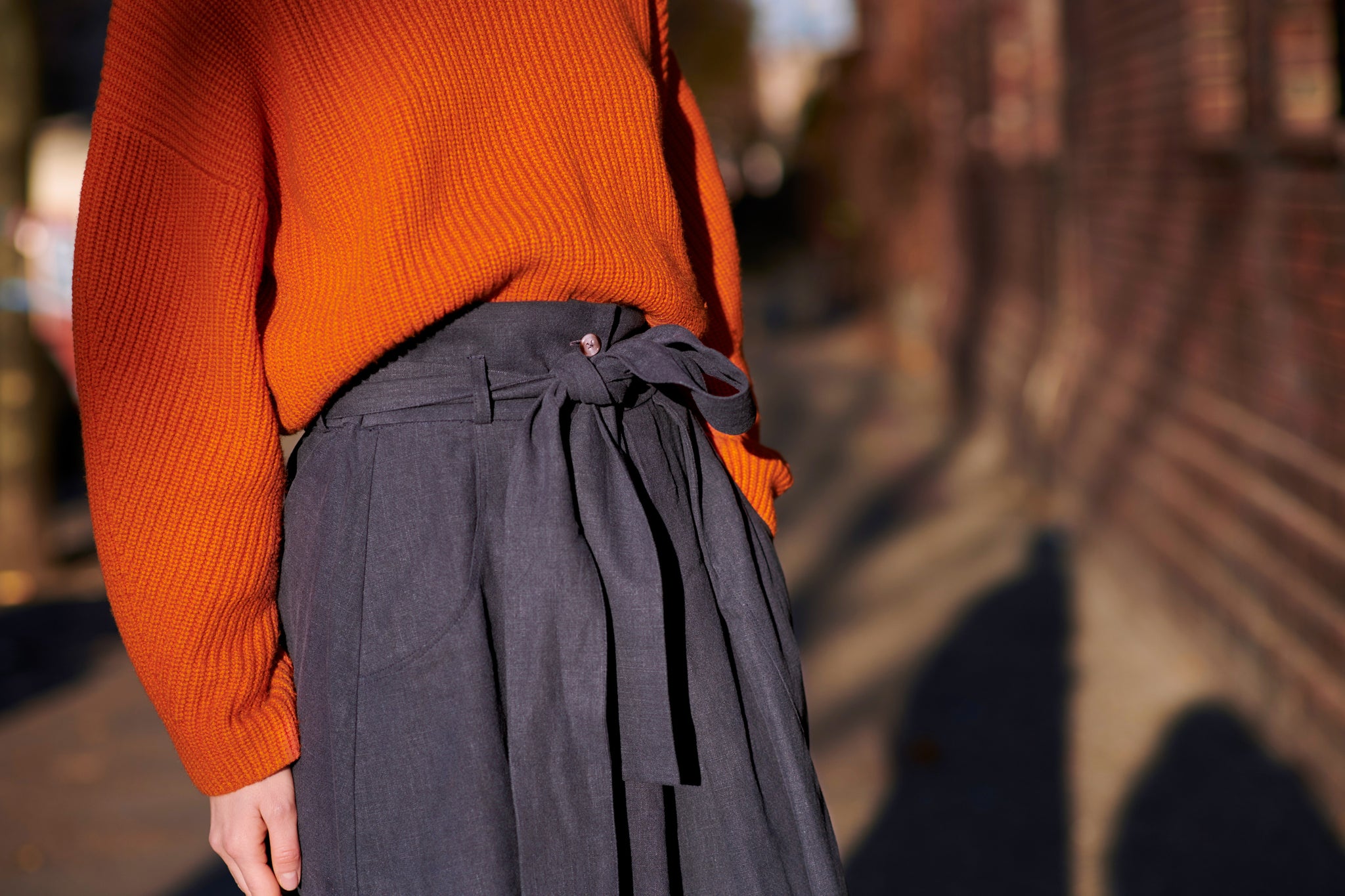 ATLANTIS SKIRT anthrazit blue washed linen