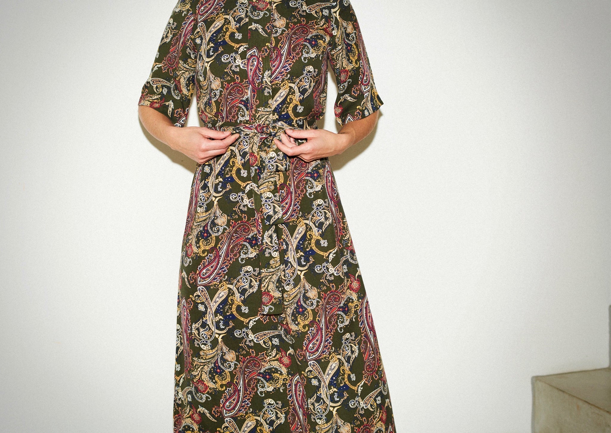 AMALFI DRESS khaki paisley