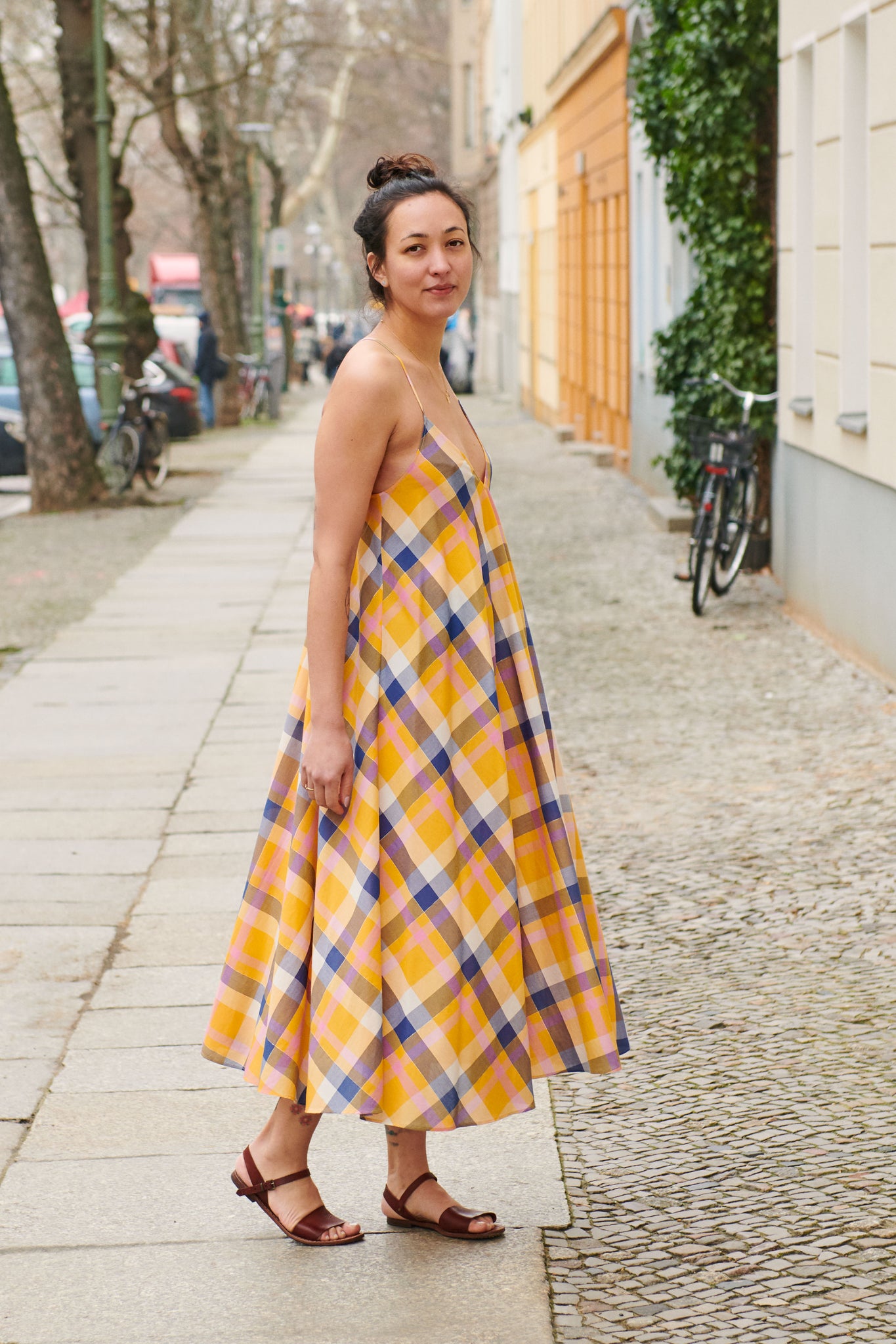 SIMPLE SAVANNA DRESS multi check