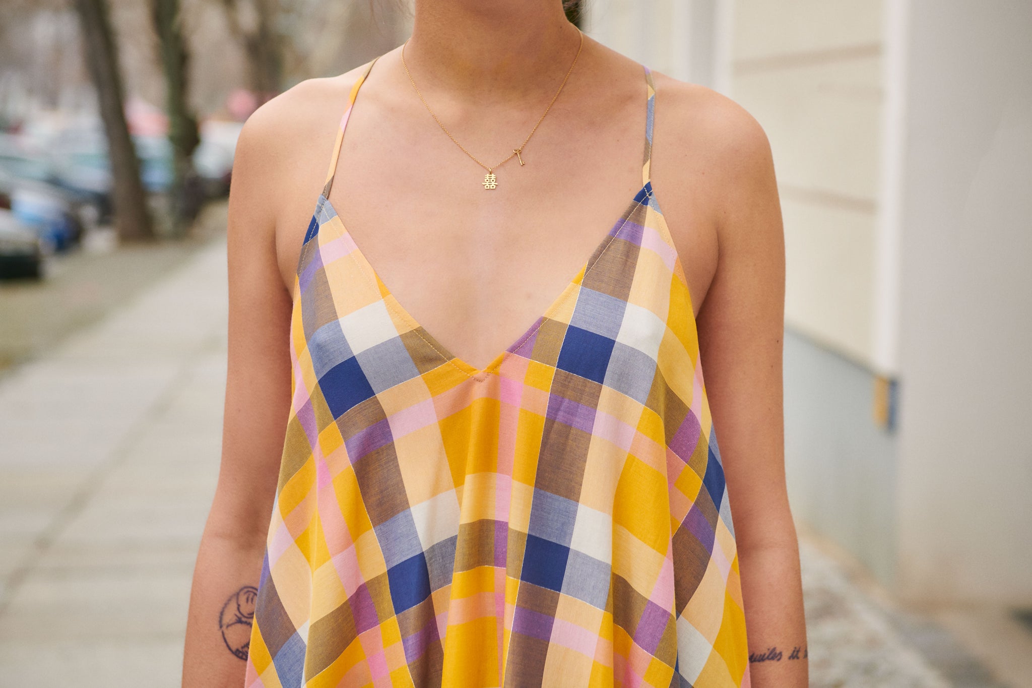 SIMPLE SAVANNA DRESS multi check