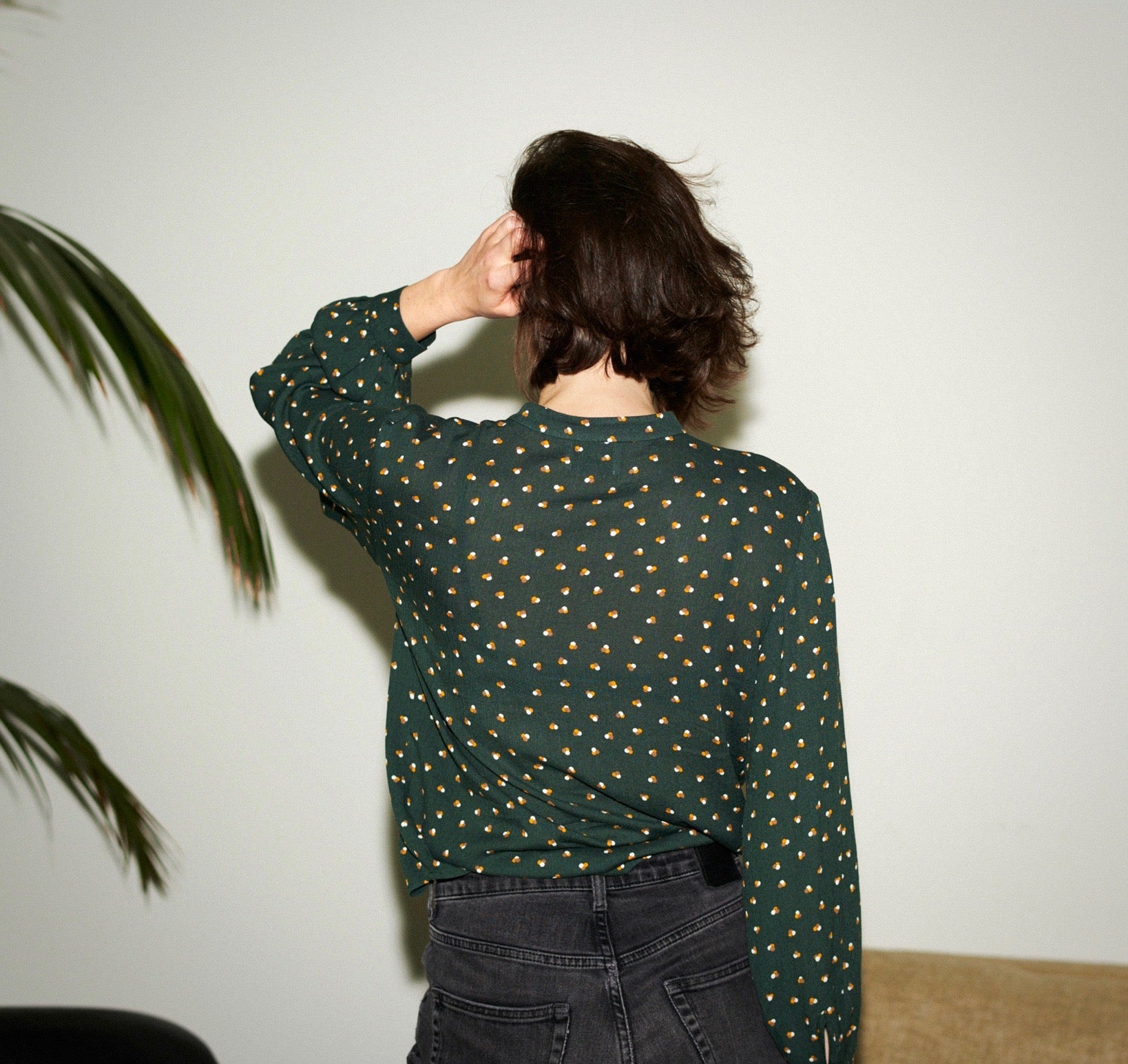 SWAN BLOUSE tripple dots green