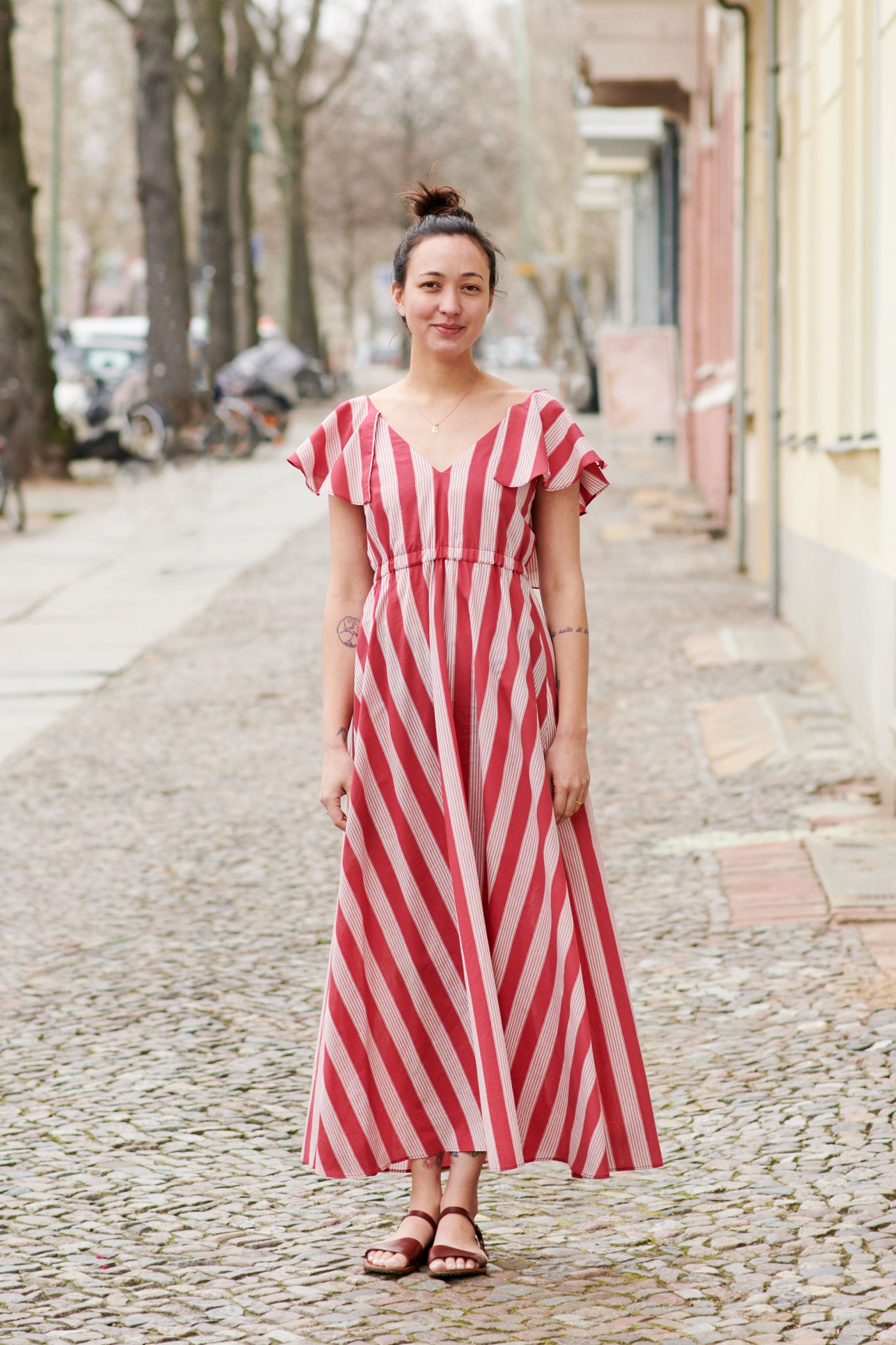 TUSKANA DRESS red stripes