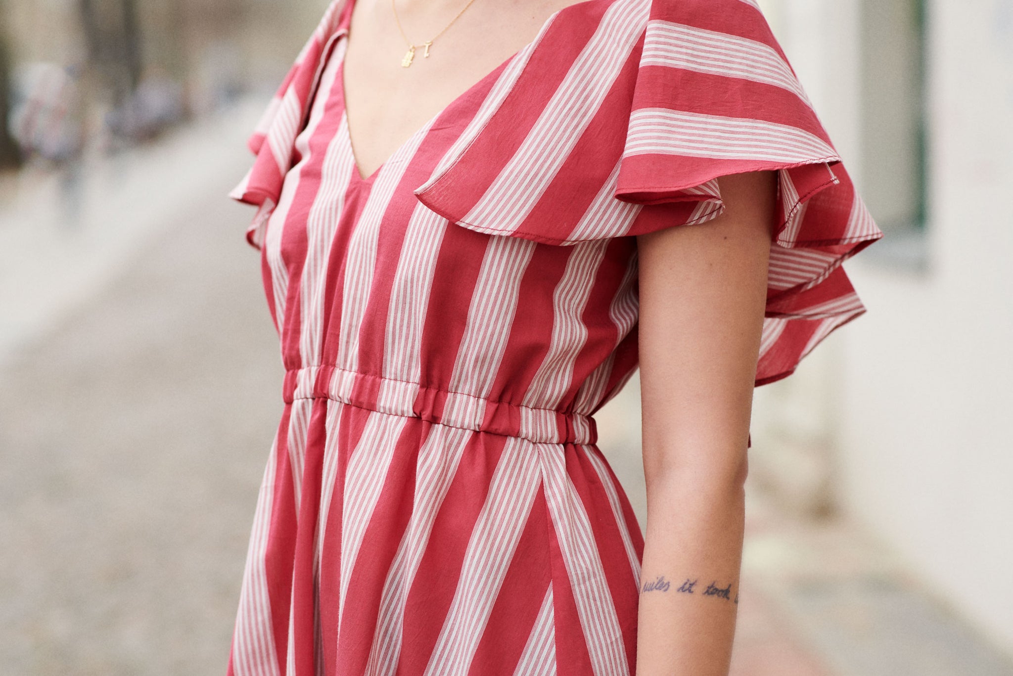 TUSKANA DRESS red stripes