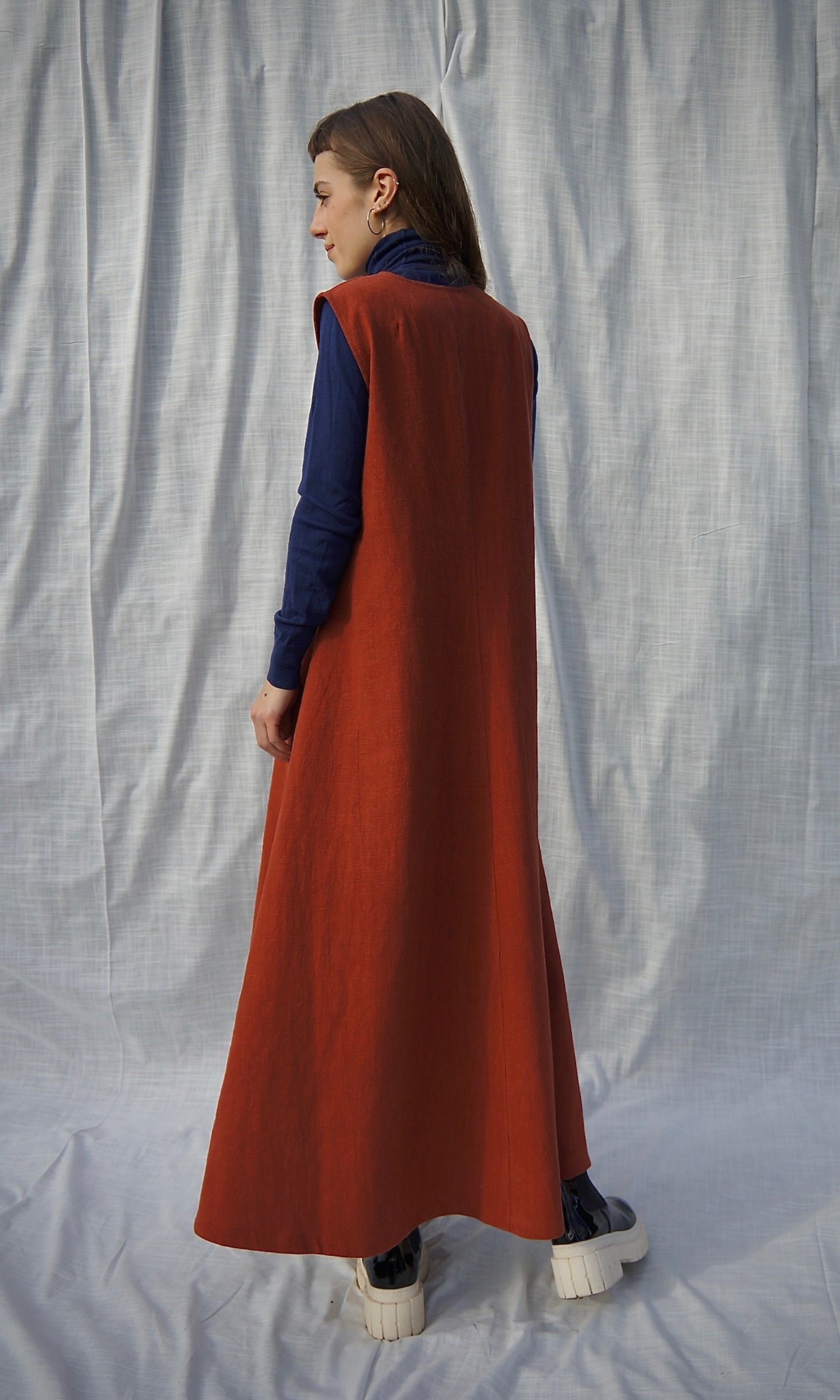 V LINEN DRESS siena