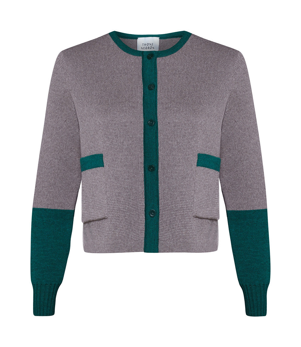TWO TONE CARDIGAN beige/green